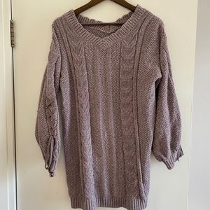 Knit Sweater dress with bow tie sleeves